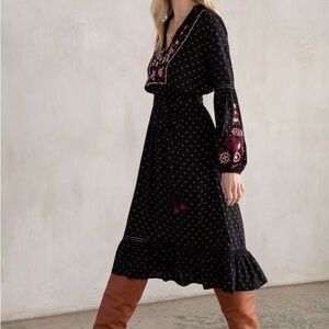 Lovestitch Black Dress with Pink Embroidery